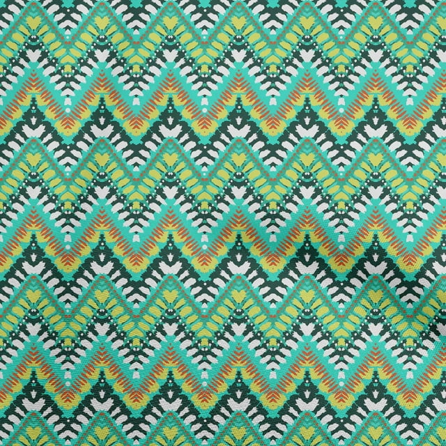 oneOone Cotton Cambric Turquoise Green Fabric Ikat Sewing Craft Projects Fabric Prints By Yard 56 Inch Wide