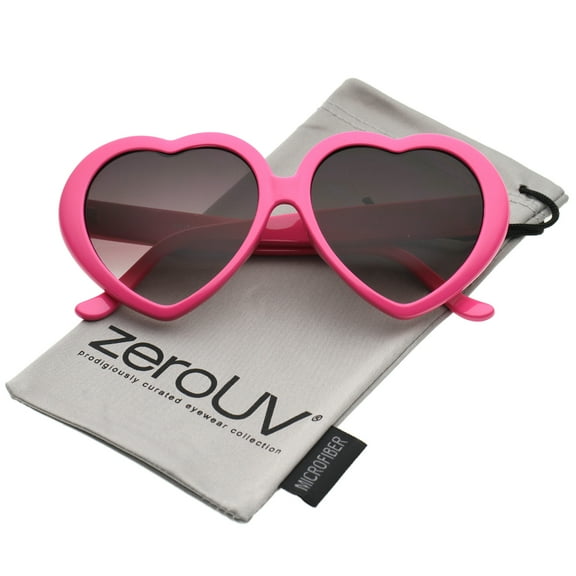 zerouv - women's oversize gradient lens heart sunglasses 56mm - 56mm