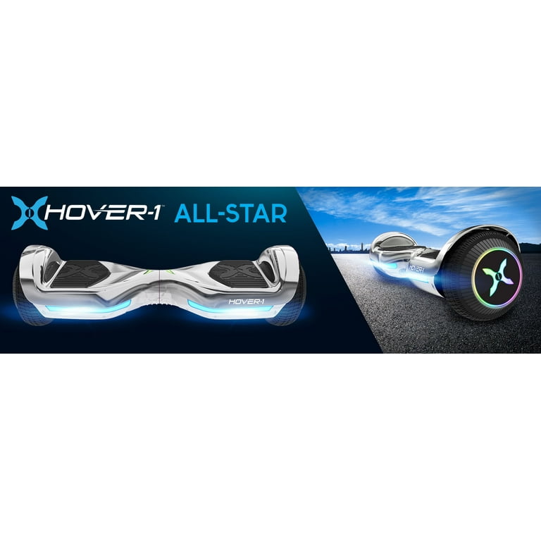 Hover 1 Allstar UL Certified Electric Hoverboard w 6.5in LED Wheels LED Sensor Lights Lithium ion 14 Cell Battery Ideal for Boys and Girls 8 and Less Than 220 lbs Silver Walmart
