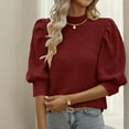 thumbnail image 7 of qolati Womens 2024 Summer Short Sleeve Blouse Trendy Ruffle Puff Sleeve Mock Neck Tunic T Shirts Casual Loose Fitted Going Out Basic Tops, 7 of 7