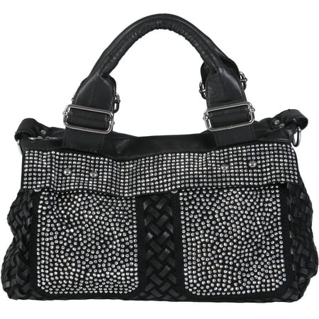 Brinley Co Women's Double Handle Rhinestone Accent Satchel