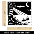 thumbnail image 2 of Lighthouse On the Ocean Under Night Sky Self-Inking Rubber Stamp Ink Stamper - Pink Ink - Small 1 Inch, 2 of 7