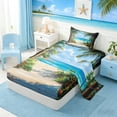 thumbnail image 2 of Manfei Oil Painting Tropical Palm Tree Twin Sheet Sets for Kids Boys and Girls, Coastal Ocean Beach Bedding 3pcs, 1 Flat Sheet, 1 Fitted Sheet and 1 Pillowcase, 2 of 6