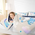 thumbnail image 4 of Feelyou Kawaii Blue Unicorn Full Size Comforter Sets for Teen, Dreamy Rainbow Cloud Bedding Comforter Set, Cartoon Animal Reversible Bedding Sets, Lightweight Room Decor, 3pcs, 4 of 8