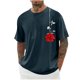 thumbnail image 1 of Camisas de Manga Larga para Hombres Imprimir Casual Cuello Redondo Blusa de Manga Corta, Camisas de Lino para Hombres, 1 of 8