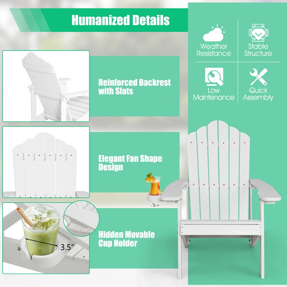 Aimee Lii Weather Resistant Outdoor Chair with Cup Holder, Outdoor Patio Furniture, White Aimee Lii Weather Resistant Outdoor Chair with Cup Holder, Outdoor Patio Furniture, White