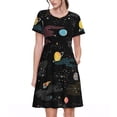 thumbnail image 1 of Easygdp Galaxy para Vestido Transpirable de Mujer, Vestido Suelto de Manga Corta con Pliegues y Bolsillos para el Verano, 1 of 6