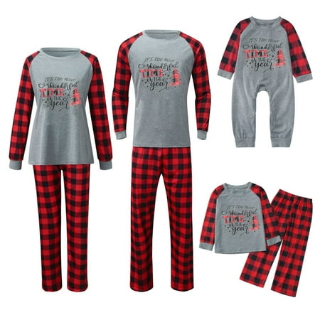 

Christmas Pajamas for Family Matching Pjs Set Classic Plaid Xmas Clothes for Teens Womens Mens 2022 Gifts Christmas Tree Print Holiday Sleepwear
