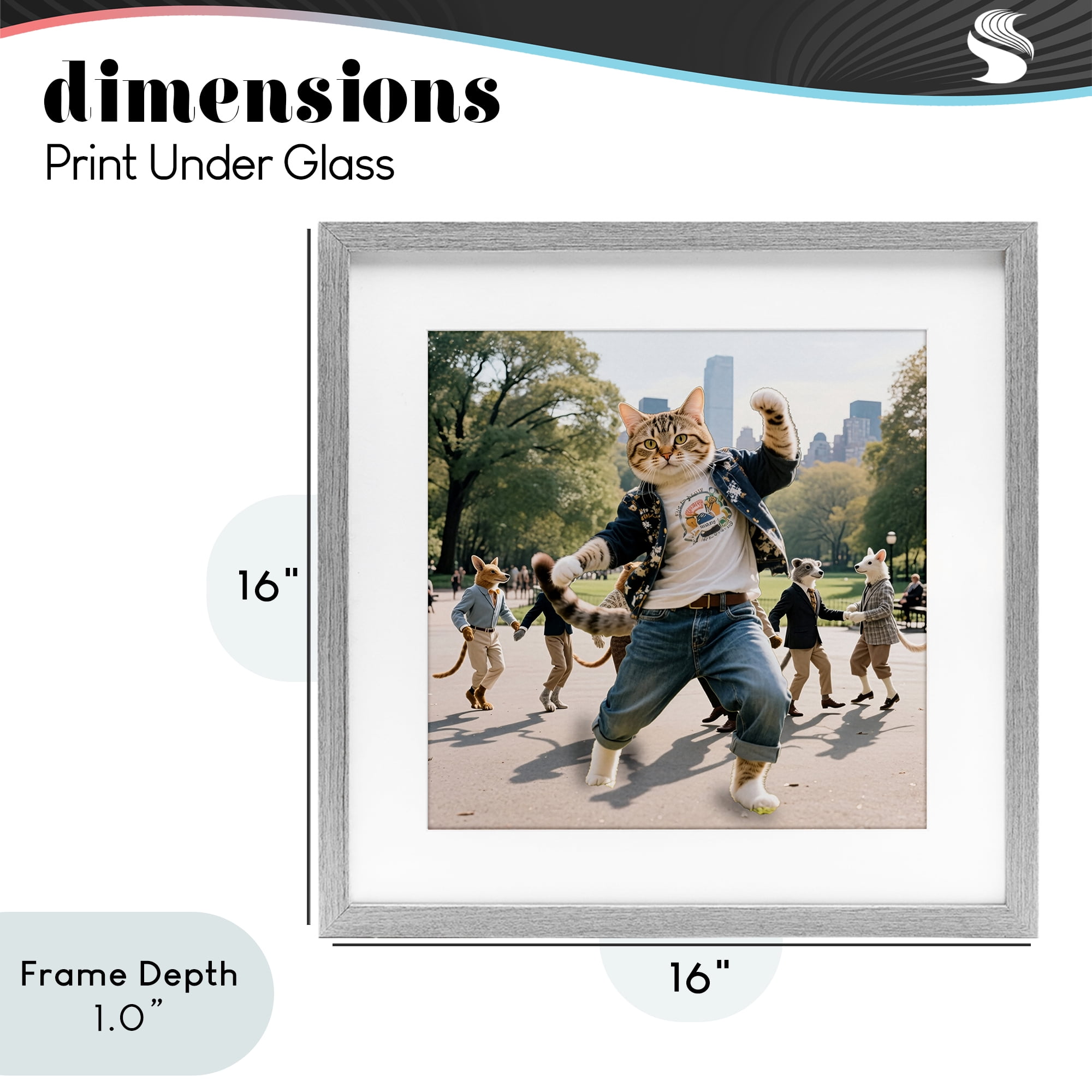 Stupell Industries Stylish Cat Dancing in Park Gray Framed Print Under Glass, design by CAD Designs