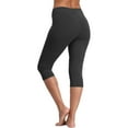 thumbnail image 3 of Petite Capris for Women Plus Size Pull on Leggings Female Active Workout Yoga Crop Skimmer Black, 3 of 6
