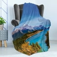 thumbnail image 4 of Landscape Soft Flannel Fleece Blanket, Rocky Mountains Canada Crystal Clear Abraham Lake Picturesque Nature Views Scene, Cozy Plush for Indoor and Outdoor Use, 50" x 60", Multicolor, by Ambesonne, 4 of 5