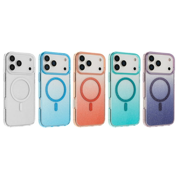 iPhone 17 Pro Max Phone Case, Slim-Fit Magnetic Charging Glitter Phone Case for iPhone 17 Pro Max Pink