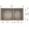 thumbnail image 3 of Blanco Ka-441125 Precis 33" Drop In Double Basin Granite Composite Kitchen Sink -, 3 of 7