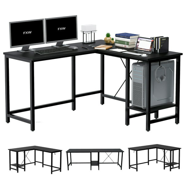 Fxw L Shaped Computer Desk 55 Corner, 2 Person Corner Desk For Home Office