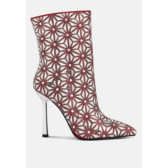 Precious Mirror Embellished High Ankle Boots