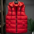 thumbnail image 2 of Men's Winter Loose Thick Down-Cotton Multi-pocket Hooded Vest, Red, Size XXL, 2 of 4