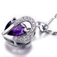 thumbnail image 3 of 5.66 Carat TCW Double Heart Created Amethyst 925 Sterling Silver Necklace Pendant and Earrings 3 Pieces Jewelry Set, 3 of 9