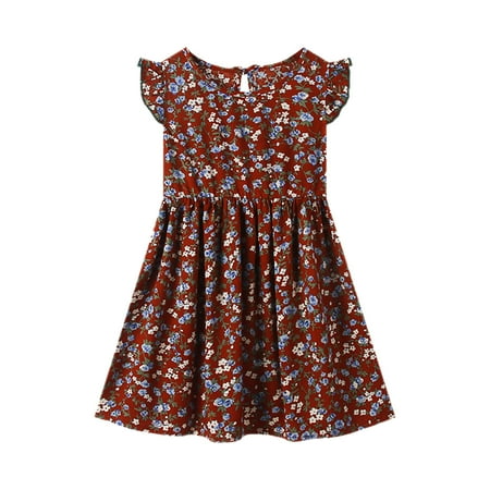 

Beautiful Dresses For Girls Toddler Kids Crew Neck Summer Sleeveless Sundress Casual Beach Floral Prints Party Dress