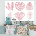 thumbnail image 2 of Designart ' Tropical Pink Watercolour Leaves On White I ' Shabby Chic Canvas Wall Art Print, 2 of 3