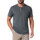 thumbnail image 5 of Camisetas Henley para hombres INSPIRE CHIC, casuales de verano, de manga corta, con botones, camiseta básica M gris oscuro, 5 of 6