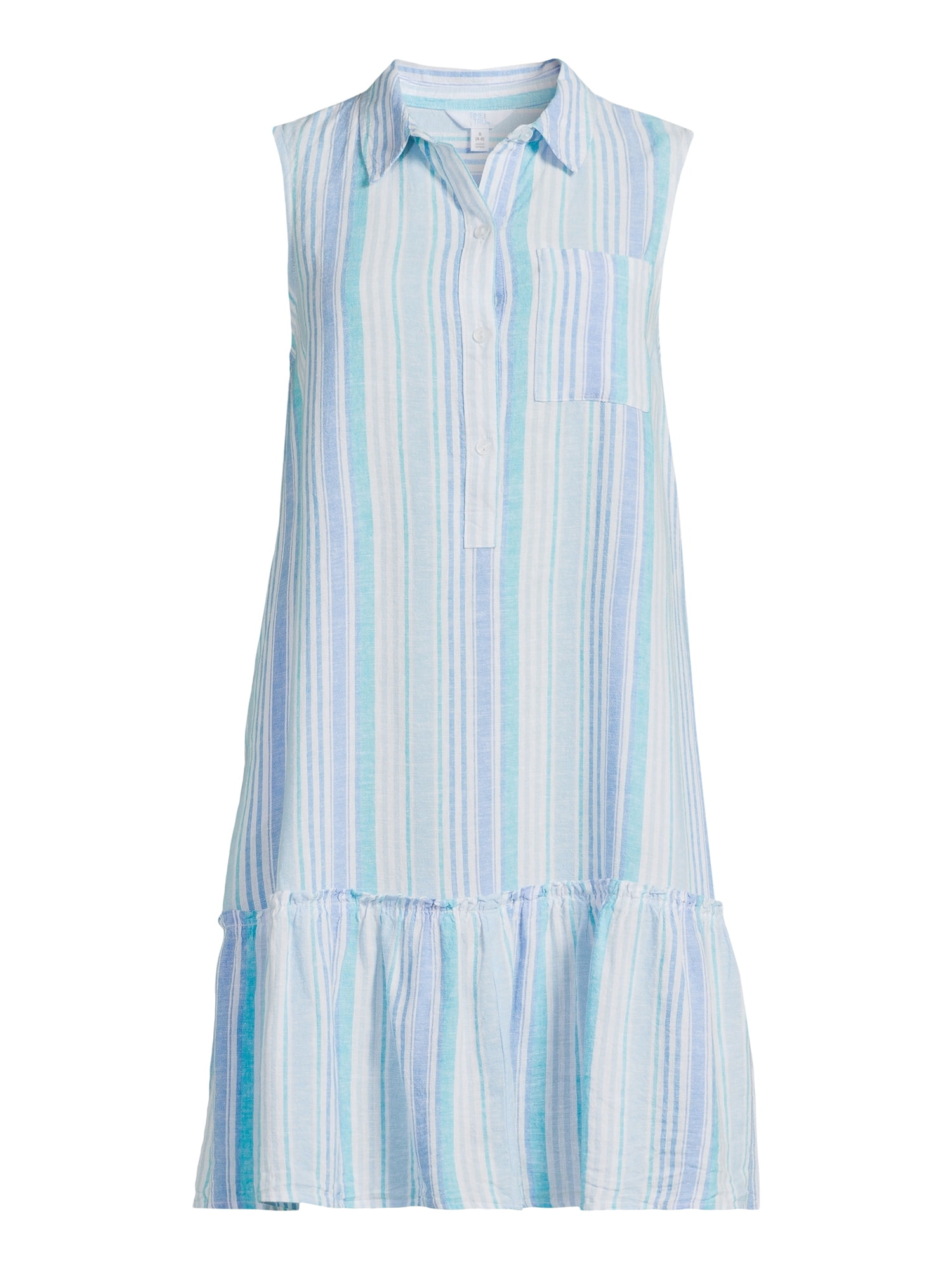 Time and Tru Women's and Women's Plus Sleeveless Shirt Dress, Sizes XS-4X
