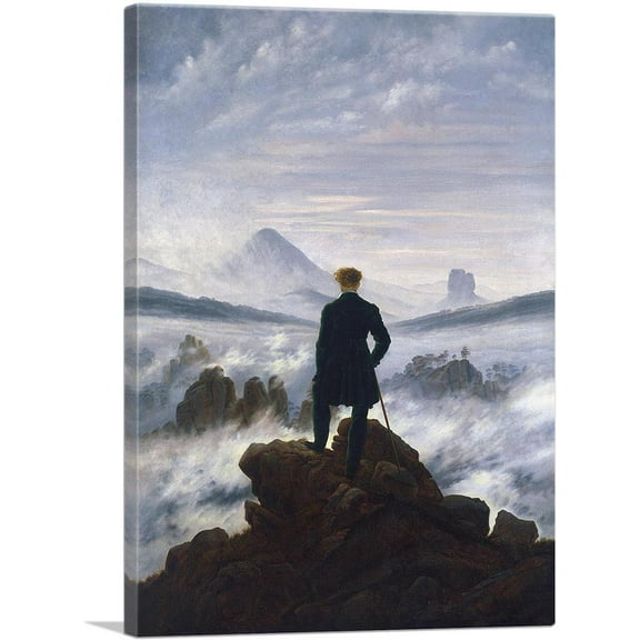 ARTCANVAS The Wanderer Above the Sea of Fog 1818 Canvas Art Print by Caspar David Friedrich - Size: 26" x 18" (0.75" Deep)