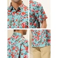 thumbnail image 6 of INSPIRE CHIC Men's Shirts Short Sleeve Floral Print Button Up Point Collar Hawaiian Shirt 50 Mint Red, 6 of 6