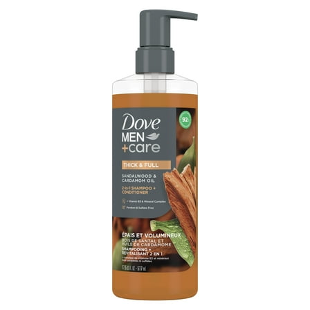Dove Men Care 2-in-1 Shampoo   Conditioner for Men Sandalwood & Cardamom Oil, 17.5 oz