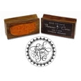 thumbnail image 1 of Printtoo Monogramme Rond Fleur de Lis Bordure Merci Calligraphie Bois Monté Caoutchouc Idée Cadeau, 1 of 2