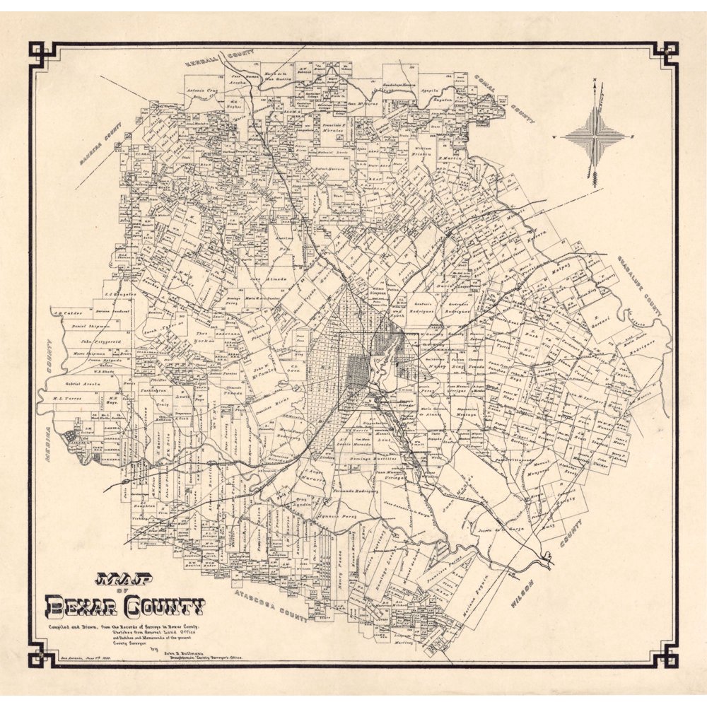 Bexar County Texas 1887 23.76 x 23