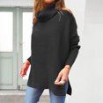 thumbnail image 3 of Gibobby Suéter de Cuello Alto para Mujer, Suéter 2023 para mujer, cuello alto, liso, casual, color sólido, cómodo, elegante(Negro,XG), 3 of 5