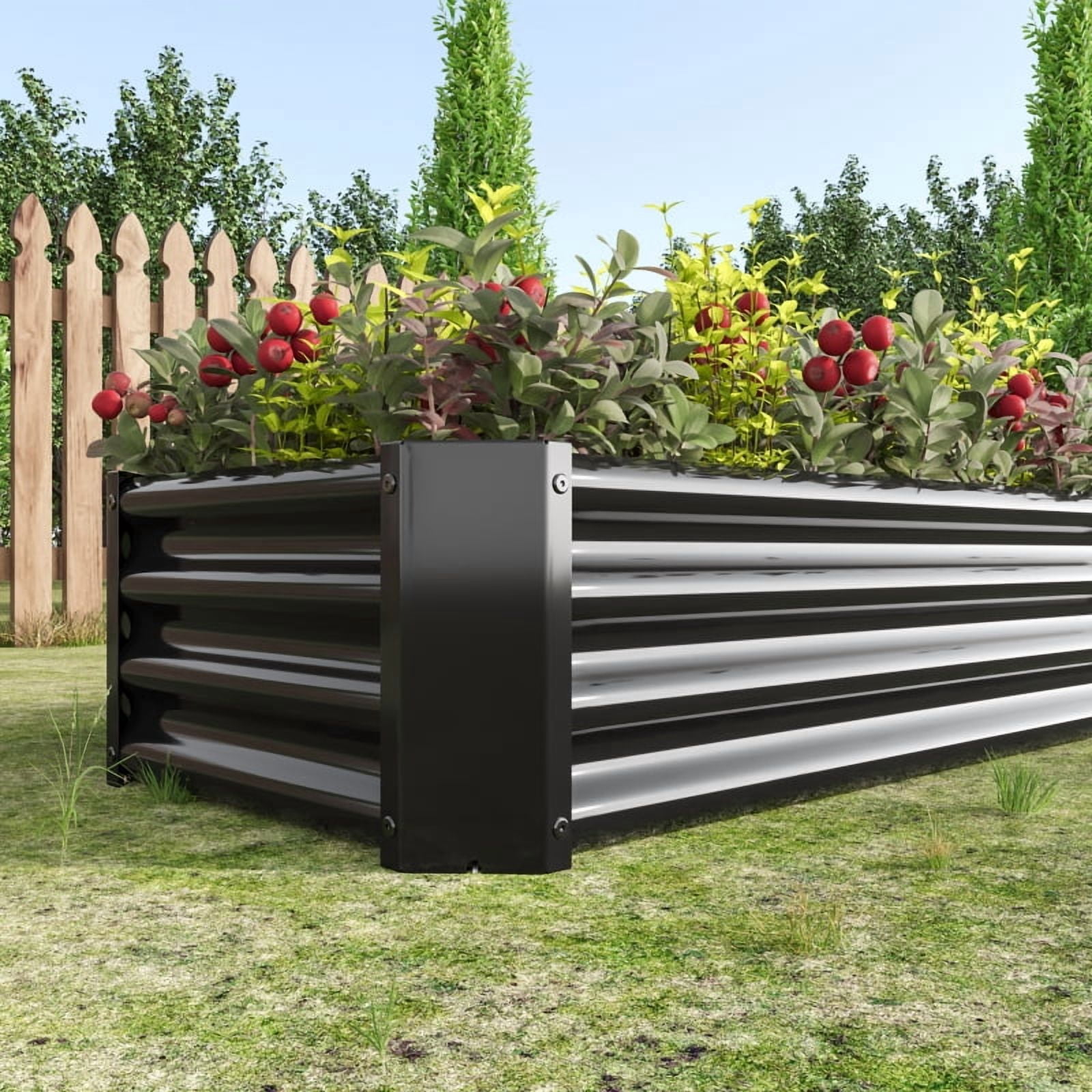 Raised Garden Bed for Vegetables,Planter Raised Garden Boxes Outdoor,Metal Raised Garden Beds Steel Kit for Vegetables Flower Herb Patio Rectangle,4×2×1ft