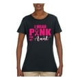 thumbnail image 2 of WIld Bobby Breast Cancer Awareness I Wear Pink for My Aunt Women Tee, Black, Small, 2 of 6