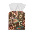 thumbnail image 2 of Psesaysky Tissue Box Cover Waterproof, Brown Boho Paisley Floral Square PU Leather Tissue Box Holder, Modern Facial Paper Organizer Dispenser for Bathroom, Car, 5.1''X5.1''X5.5'', 2 of 7