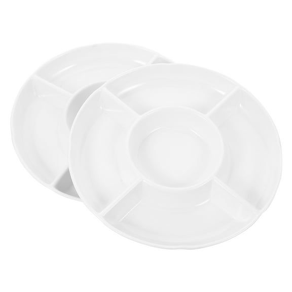 OHOIOLLA Five Compartment Plate White 2Pcs 10x10in