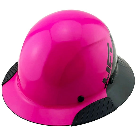 DAX Fiberglass Composite Hard Hat - Full Brim Glossy Black and Hi-Viz Pink with Tote