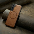 thumbnail image 5 of Compatible with Samsung Galaxy S22 Plus Magnetic Case, Classic Premium PU Leather TPU Hybrid MagSafe Ultra Slim Protective Skin Friendly Shockproof Case Cover for Samsung Galaxy S22 Plus, Brown, 5 of 7