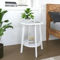 thumbnail image 3 of Side Table Set of 2, Small Round End Table with Storage Shelf for Small Space, 2-Tier Bedside Table, Nighstands Set of 2 Accent Table for Living Room, Bedroom, White, 3 of 14