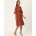 thumbnail image 2 of Moomaya Solid Bow-Knot Dress For Women, Ruffle Sleeve Tiered Flared Dress, 2 of 8