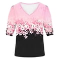 thumbnail image 6 of Vmvidoty Blouses for Women Floral Boho Summer Tops V Neck Short Sleeve Shirts Pink XL, 6 of 6