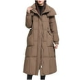 thumbnail image 2 of Cavosen Long Winter Coats for Women with Hoods Hooded Full Zipper Jacket Quilted Thickened Warm Long Sleeve Down Jacket Maxi Length Bubble Padded Coat with Pocket Outwear Brown XL, 2 of 6