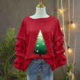 thumbnail image 5 of Yteetum Women's Christmas Crewneck Sweatshirts Oversized Christmas Tree Print Pleated Ruffle Trim Pullover Hoodless Sweatshirts Womens Casual Xmas Graphic Round Neck Loose Lantern Sleeve Sweatshirts, 5 of 5