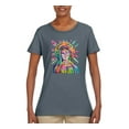 thumbnail image 2 of Wild Bobby Rainbow Painted Mother Mary Dean Russo Design Inspirational/Christian Women Graphic Tee, Charcoal, XX-Large, 2 of 6