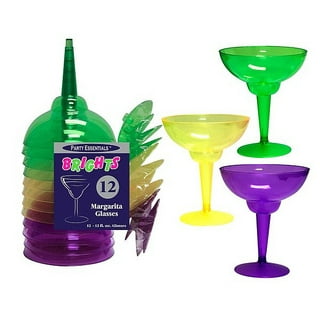 True Party Margarita Glasses, Disposable Stemmed Cocktail Coupes-Assorted  Colors, 12oz Set of 12, Multicolor