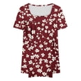 thumbnail image 5 of Feancey Plus Size Blouses for Women Dressy Casual Floral Print Tunic Tops Summer Pleated Boho T Shirts Flowy Vacation Outfits Multicolor XXL, 5 of 5