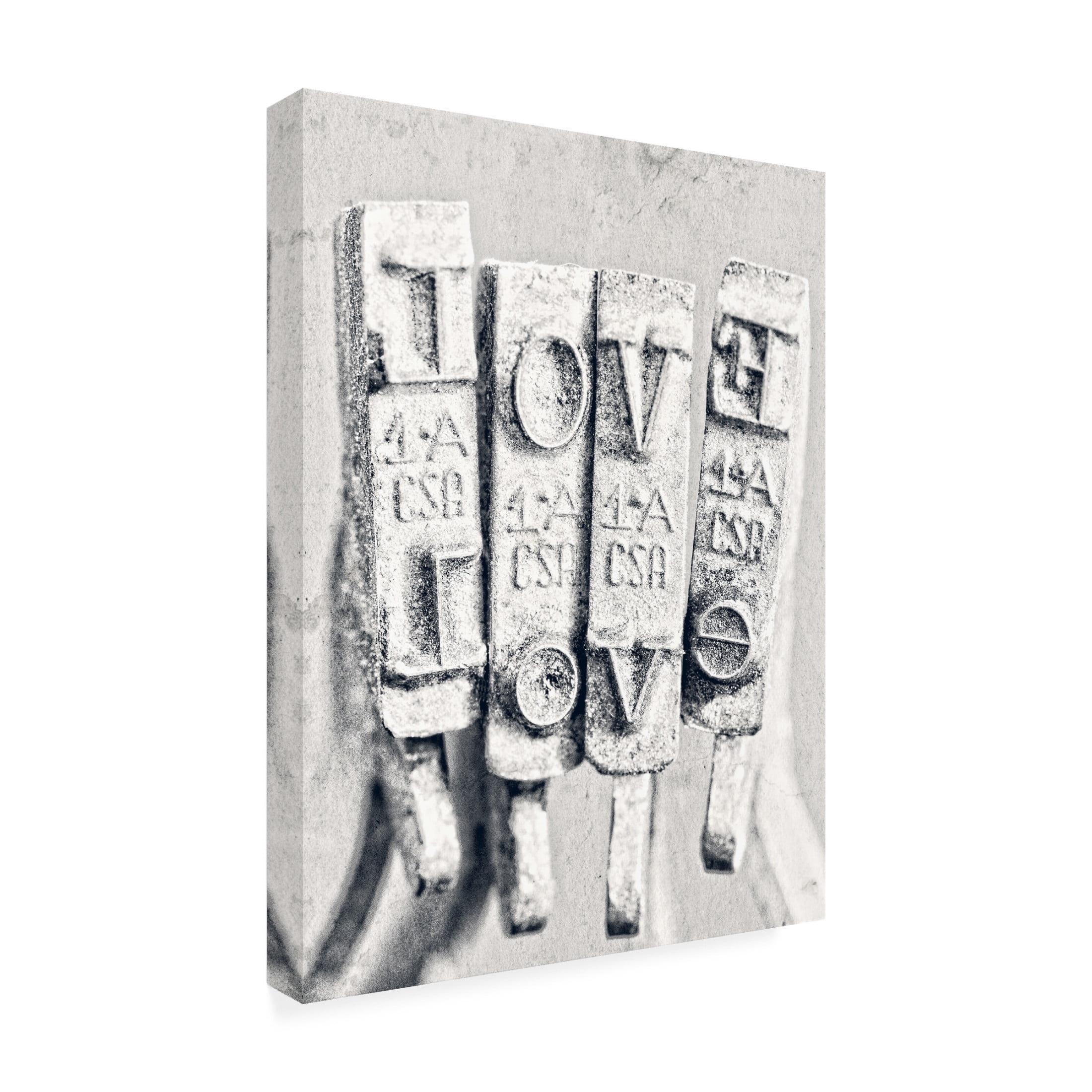 Canvas Wall Art - Tom Quartermaine 'Black and White Love Keys from Typewriter' Wall Art for Living Room, Bedroom, or Office Décor by Trademark Fine Art - 35 x 47 Inches