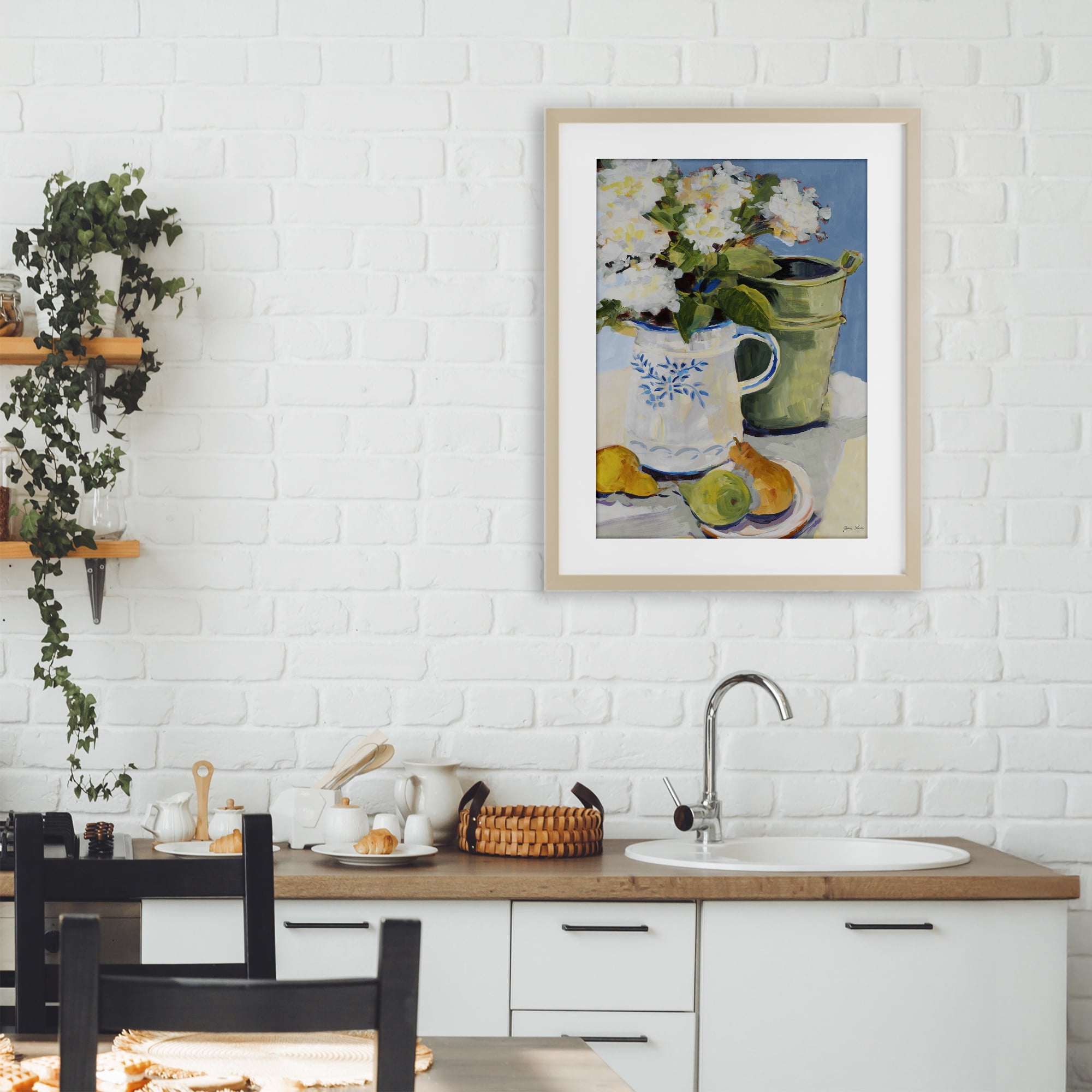 Stupell Industries Pitcher of Flowers Still Life Birch Framed Print Under Glass, design by Jane Slivka