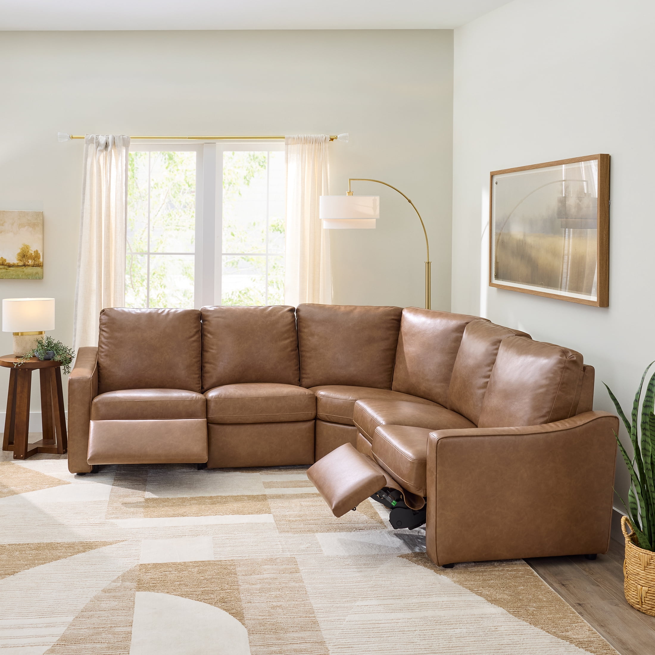 Better Homes & Gardens Allen Power Reclining Sectional, Cocoa Faux Leather