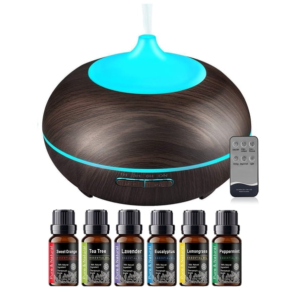 550ML Essential Oil Diffuser BPA Free Ultrasonic Aromatherapy Diffuser, with 7-Color Lights Waterless Auto Shut Off for Home、Room、pet Room - Black