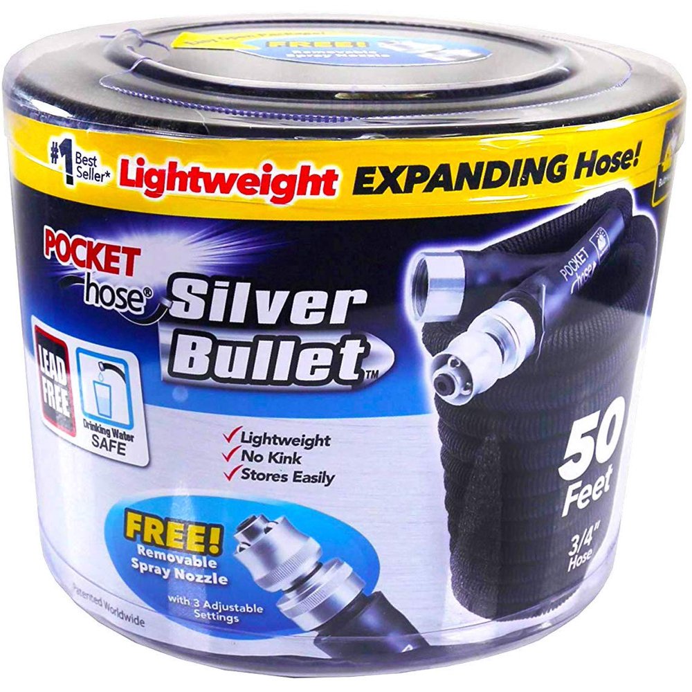 Pocket Hose Original Silver Bullet Water Hose by BulbHead Expandable